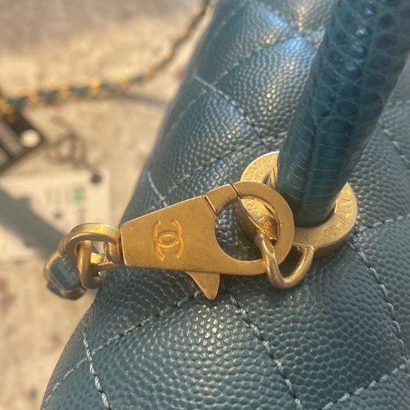 Chanel teal caviar flapbag coco handle - Picture 8 of 12